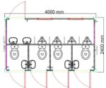 Sanitärcontainer 4×2 m RAL7016 – 4 WC-Kabinen & 4 Pissoirs – Bild 2