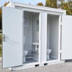 Sanitärcontainer Toilette in Weiß für Mann und Frau RAL9002